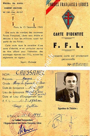 Georges Caussanel - carte d'identité F.F.L